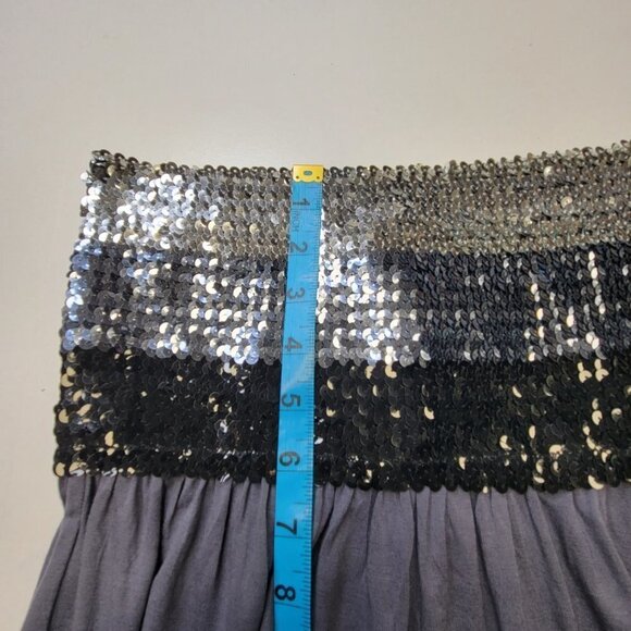 Strapless Silver and Black Sequin Grey Empire Waist Mini Dress Size S - Picture 8 of 10